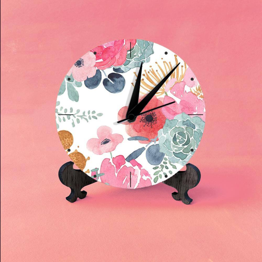Flower Accents Table Clock