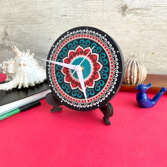Mandala Print Table Clock