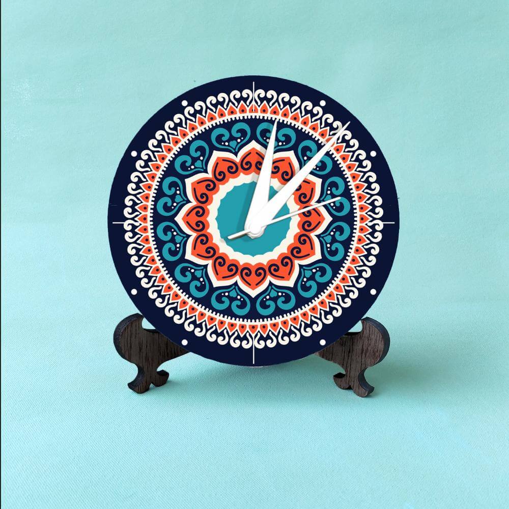 Mandala Print Table Clock