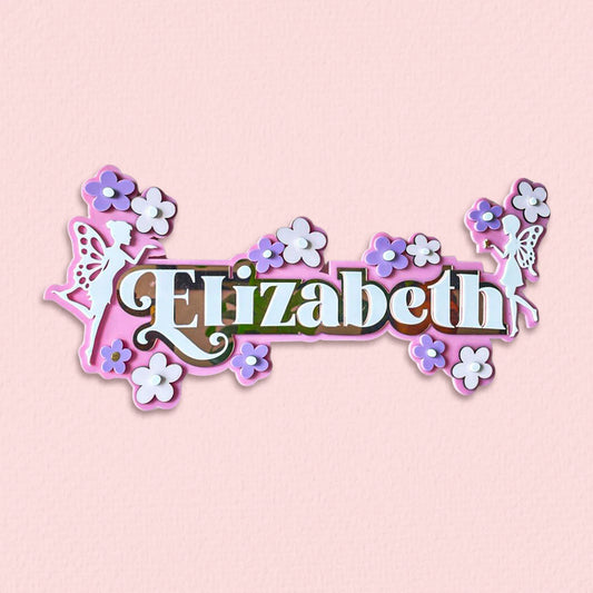 3 Layer Name Plaque - Fairyland Floral