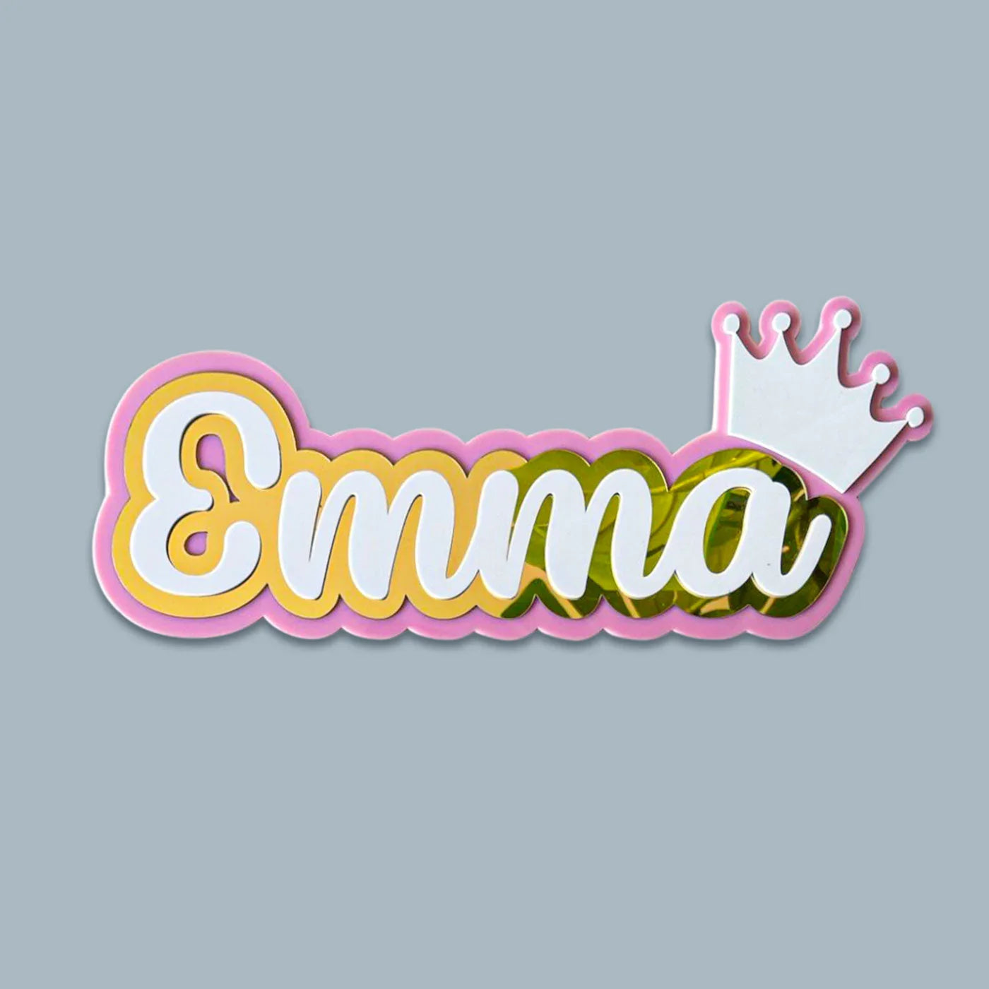 3 Layer Name Plaque - Gold White with Multiple Motif