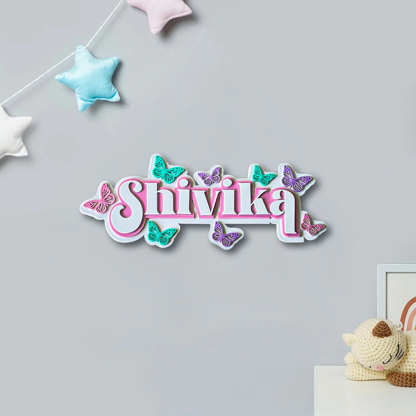 3 Layer Name Plaque  - Butterfly Magic