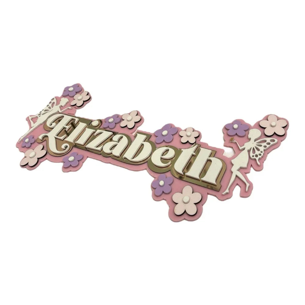 3 Layer Name Plaque - Fairyland Floral