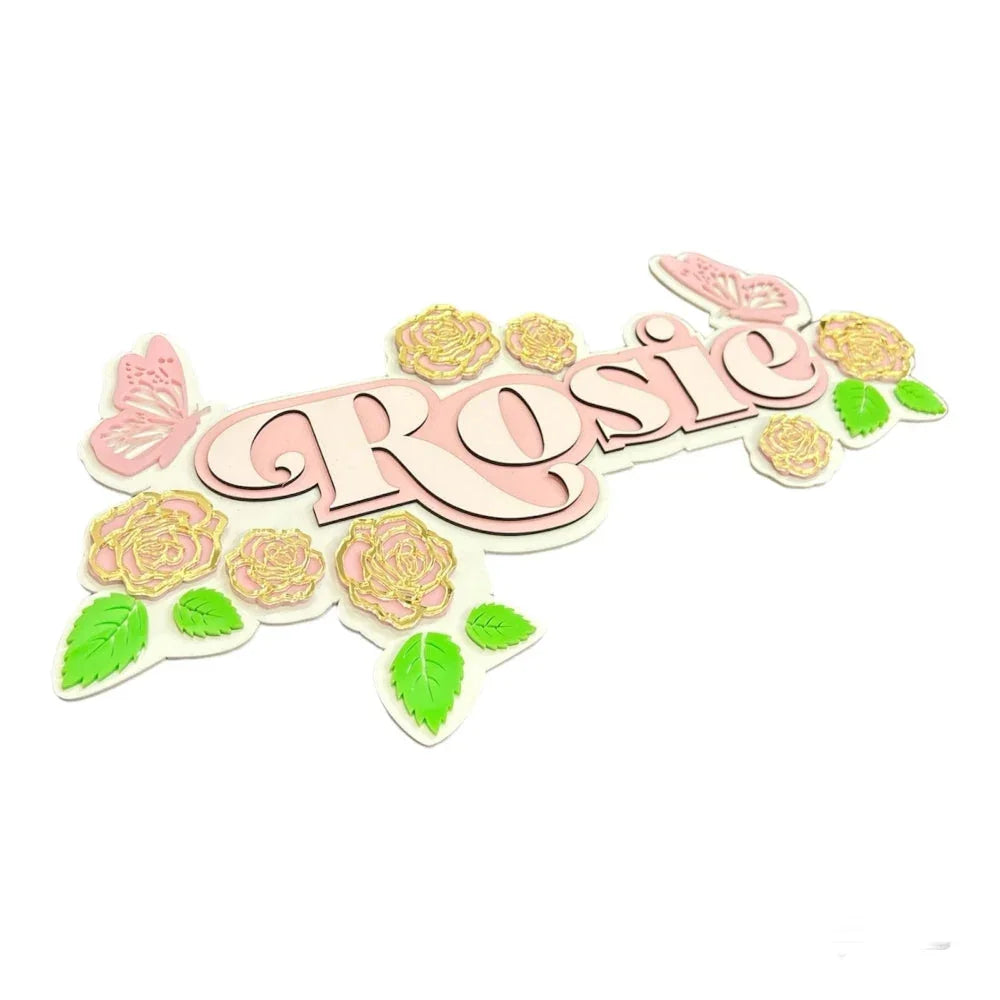 3 Layer Name Plaque - Rose Oasis