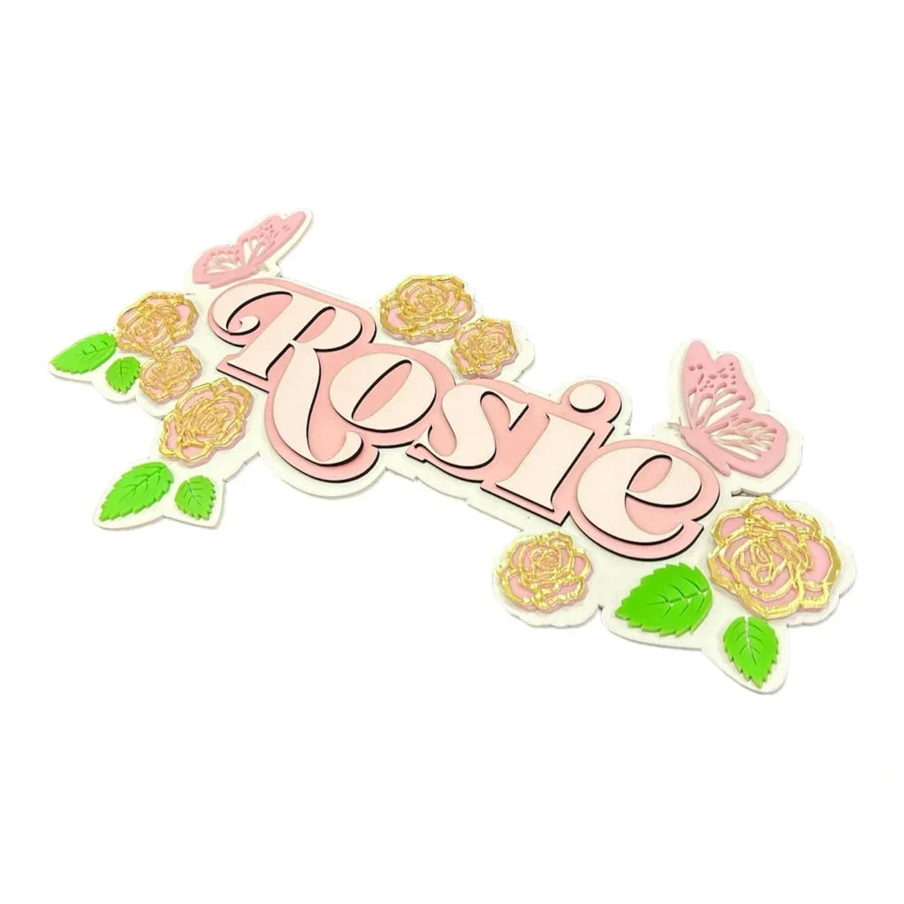 3 Layer Name Plaque - Rose Oasis