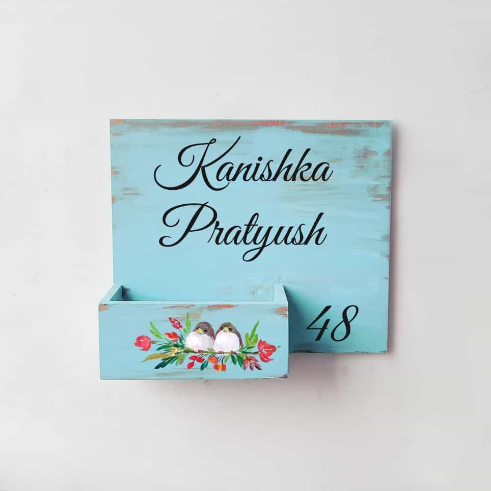 Two Sweet Birds - Hand-painted Planter Nameplate