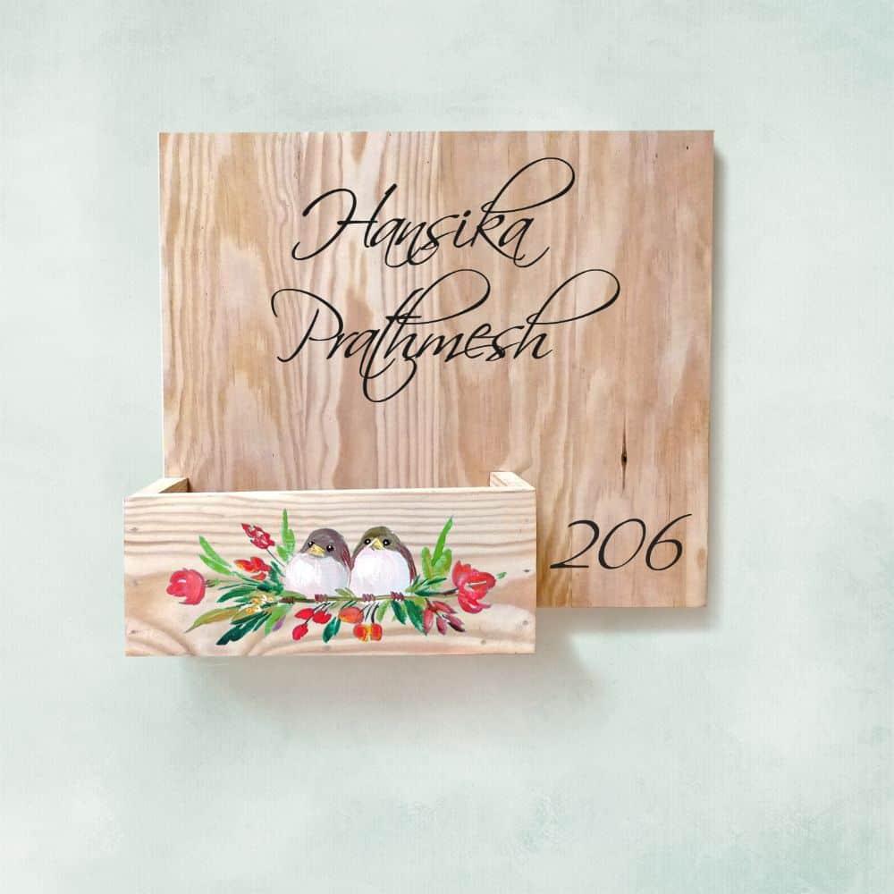 Two Sweet Birds - Hand-painted Planter Nameplate