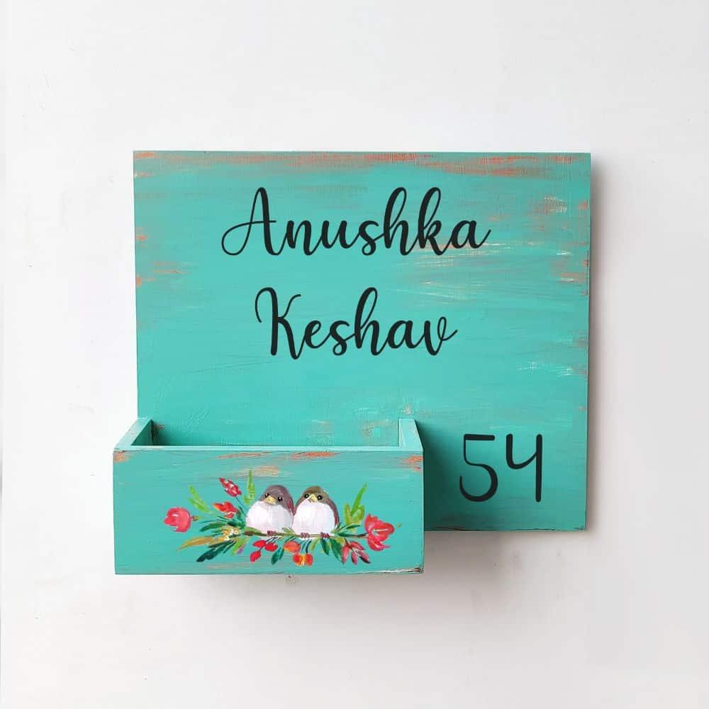 Two Sweet Birds - Hand-painted Planter Nameplate