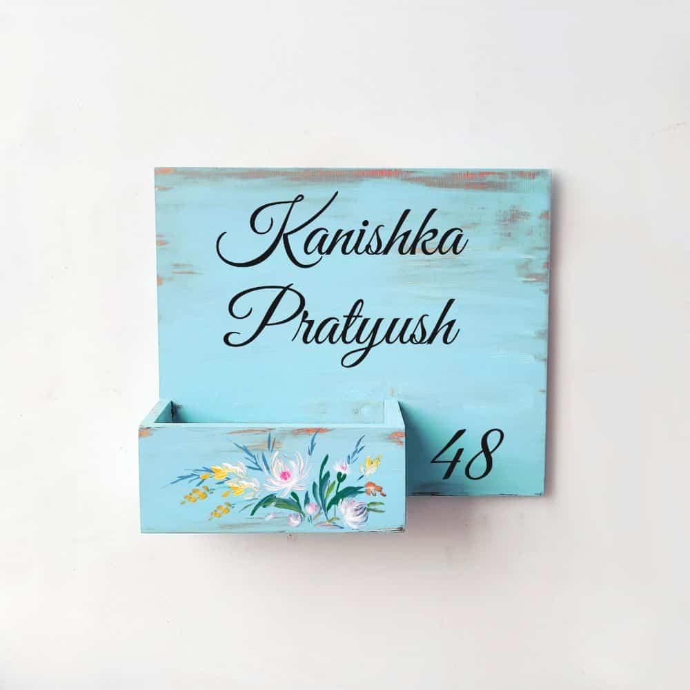 Hand-painted Customized Planter Name Plate - White Flowers