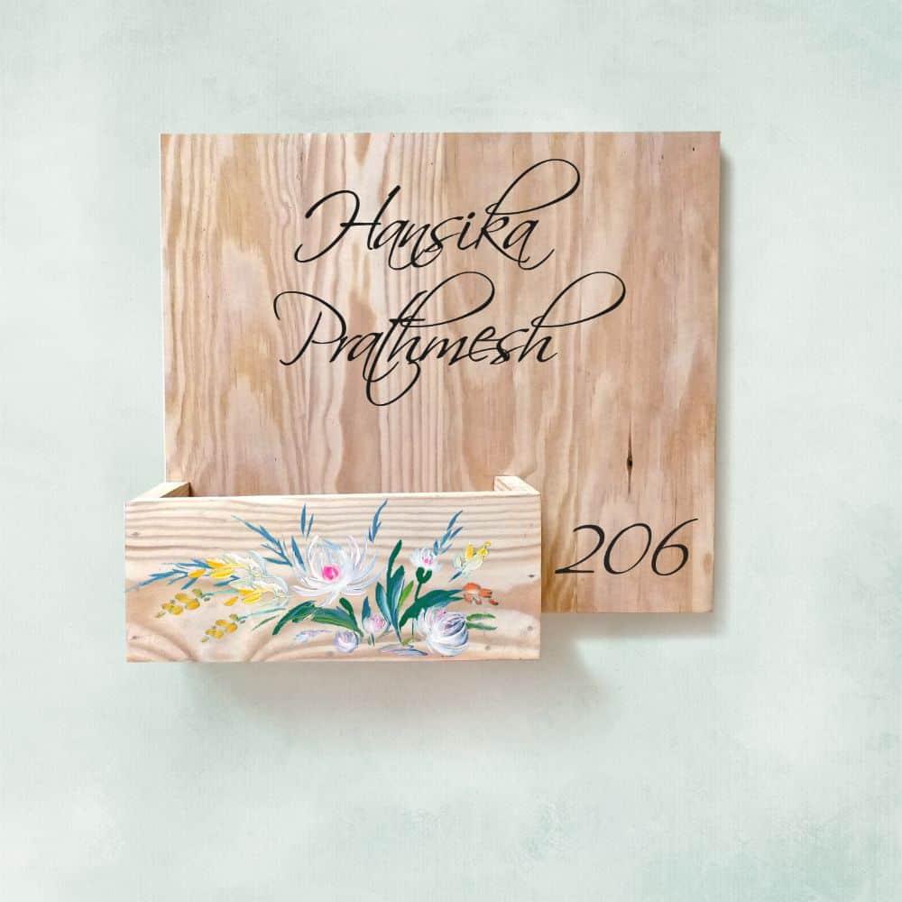 Hand-painted Customized Planter Name Plate - White Flowers