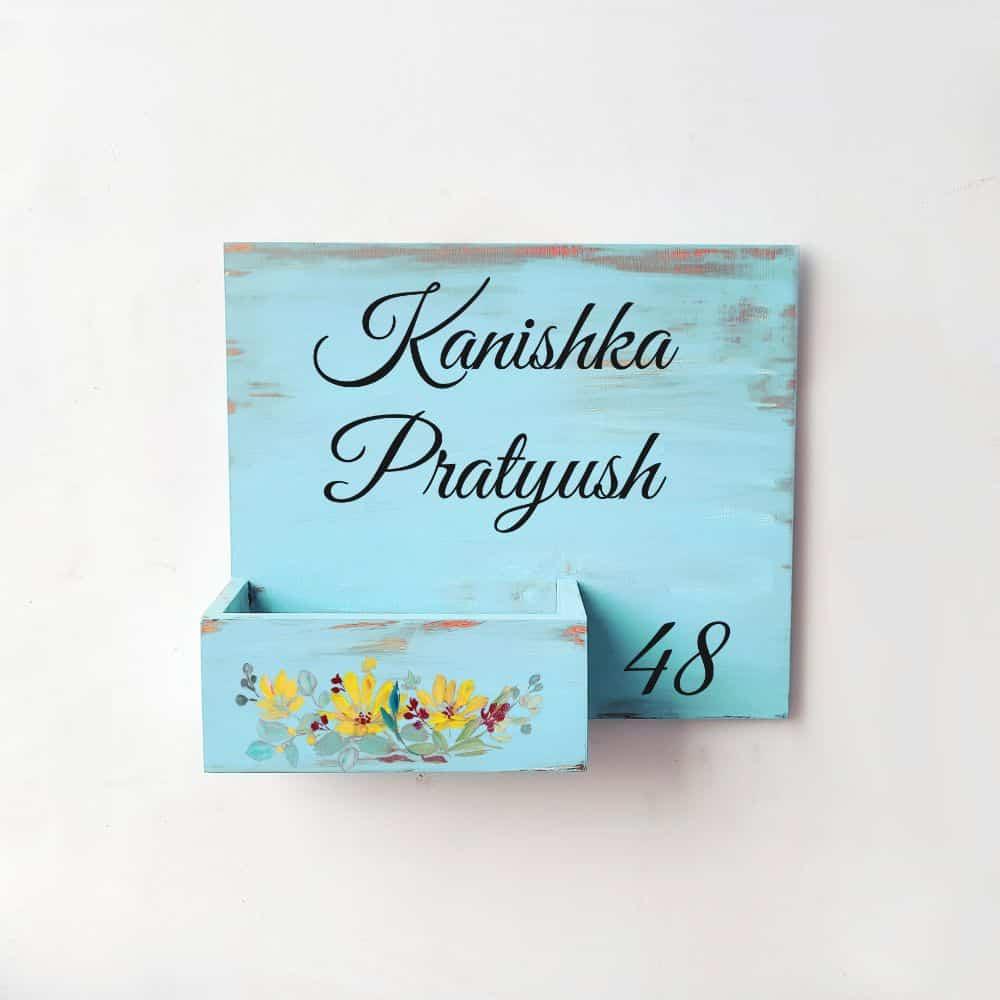 Hand-painted Customized Planter Name Plate - Yellow Flowers