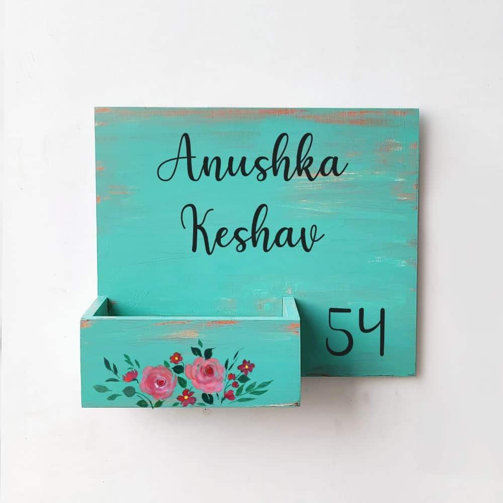 Hand-painted Customized Planter Name Plate - Pink Flowers