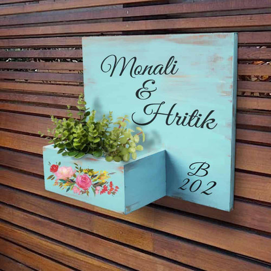 Hand-painted Customized Planter Name Plate - Rose Flowers