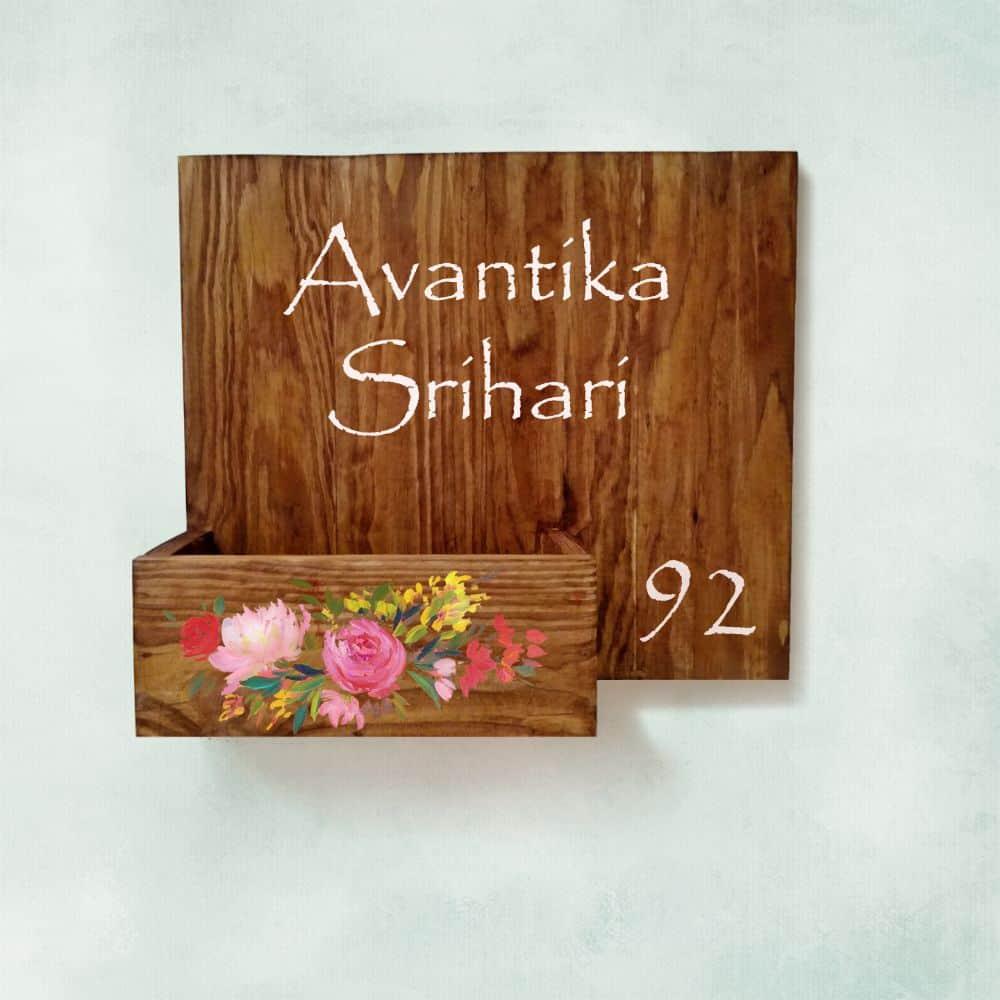 Hand-painted Customized Planter Name Plate - Rose Flowers