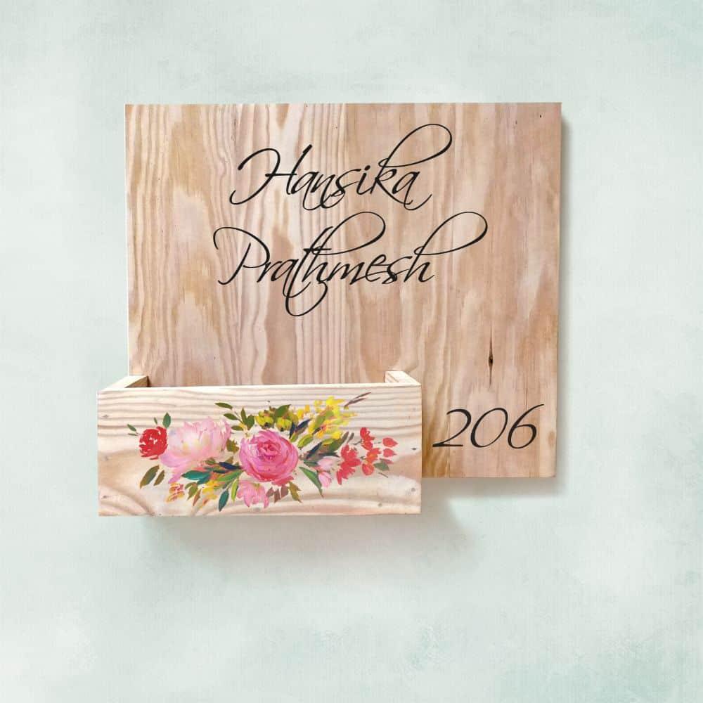 Hand-painted Customized Planter Name Plate - Rose Flowers