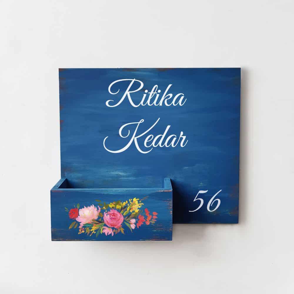 Hand-painted Customized Planter Name Plate - Rose Flowers