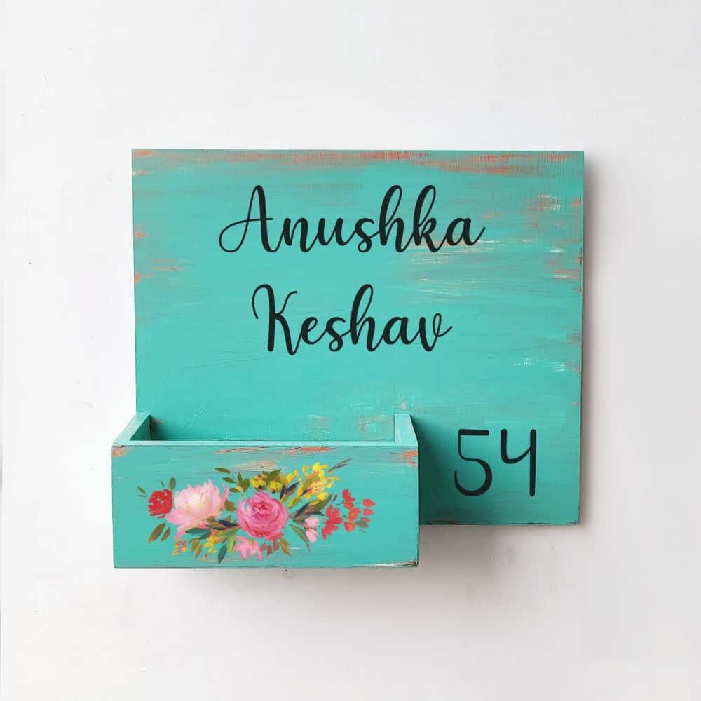 Hand-painted Customized Planter Name Plate - Rose Flowers