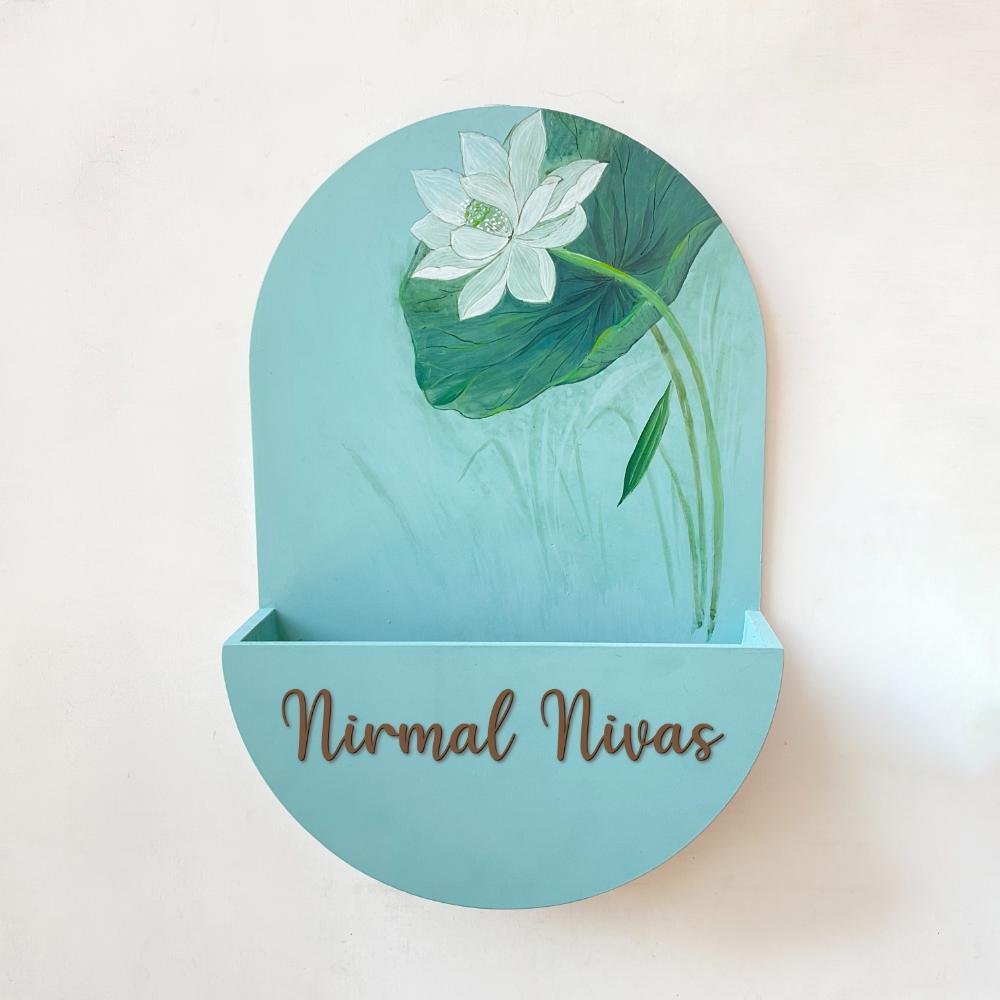 Round Planter Name Plate - Shy Teal