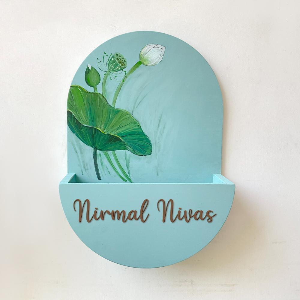 Round Planter Name Plate - Shy Teal