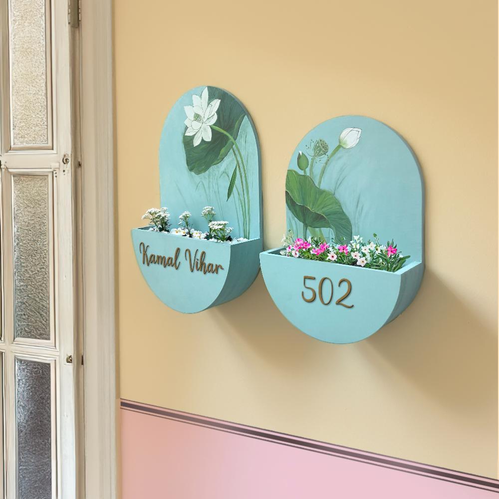 Round Planter Name Plate - Shy Teal