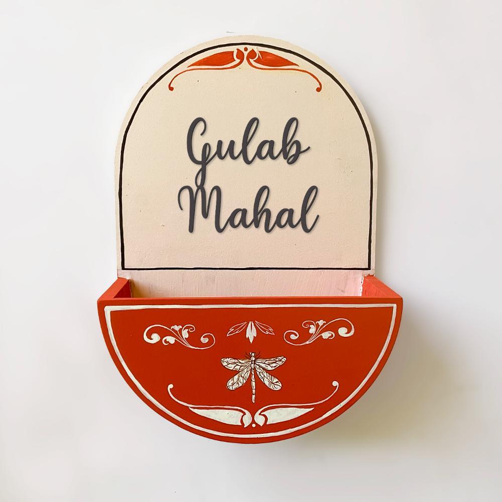 Round Planter Name Plate - Lovely Red & Teal