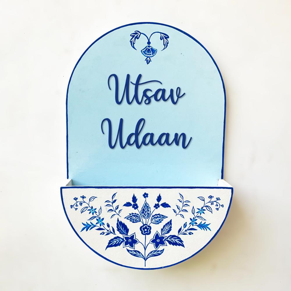 Round Planter Name Plate - Sunny Yellow & Blue