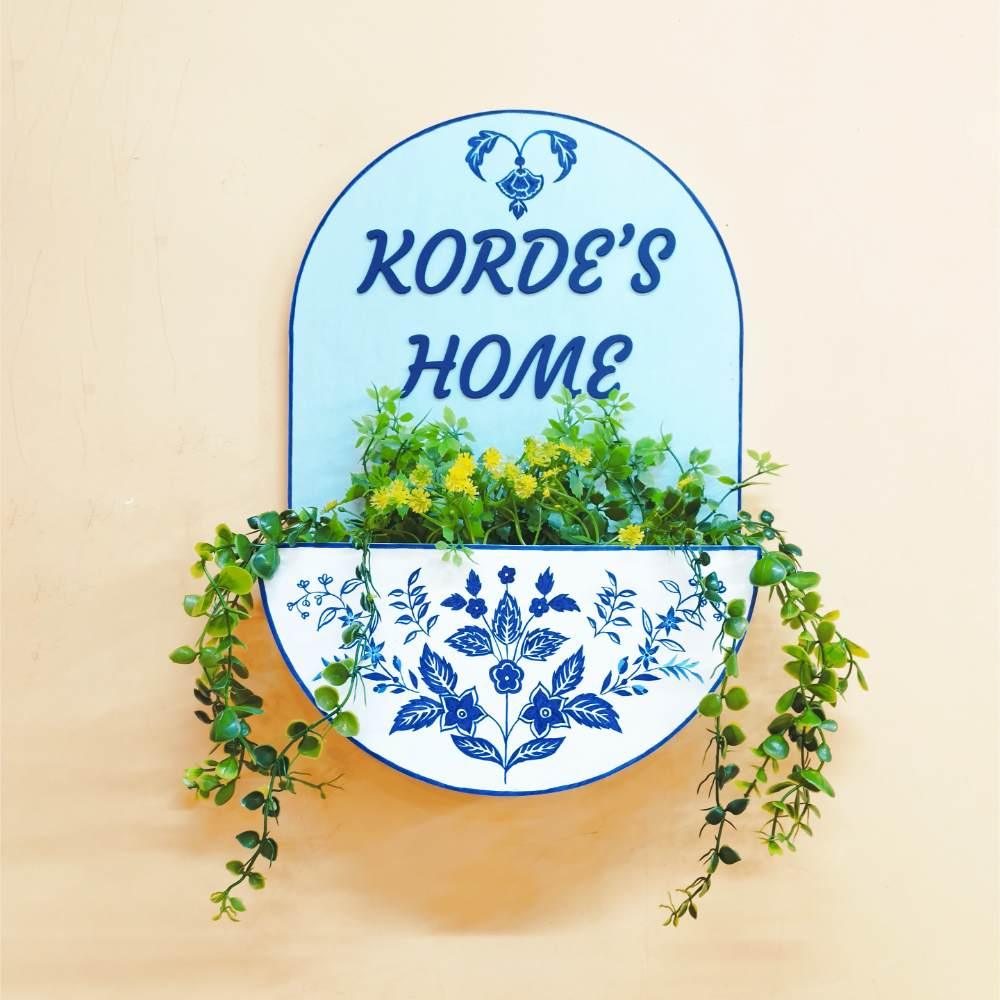 Round Planter Name Plate - Sunny Yellow & Blue