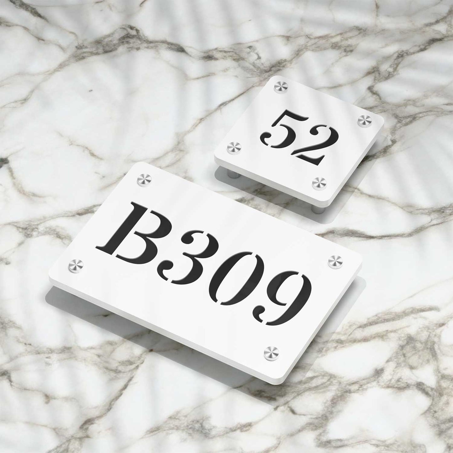 Strata Dualtone Number Sign - Matte White & Glossy Black