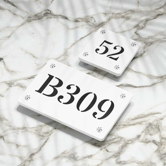 Strata Dualtone Number Sign - Matte White & Glossy Black