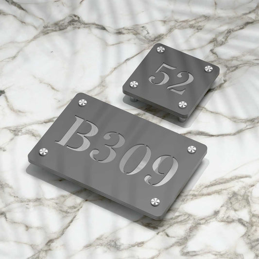 Strata Dualtone Number Sign - Dark Grey & Mirror Silver