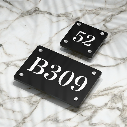 Strata Dualtone Number Sign - Matte Black & Glossy White