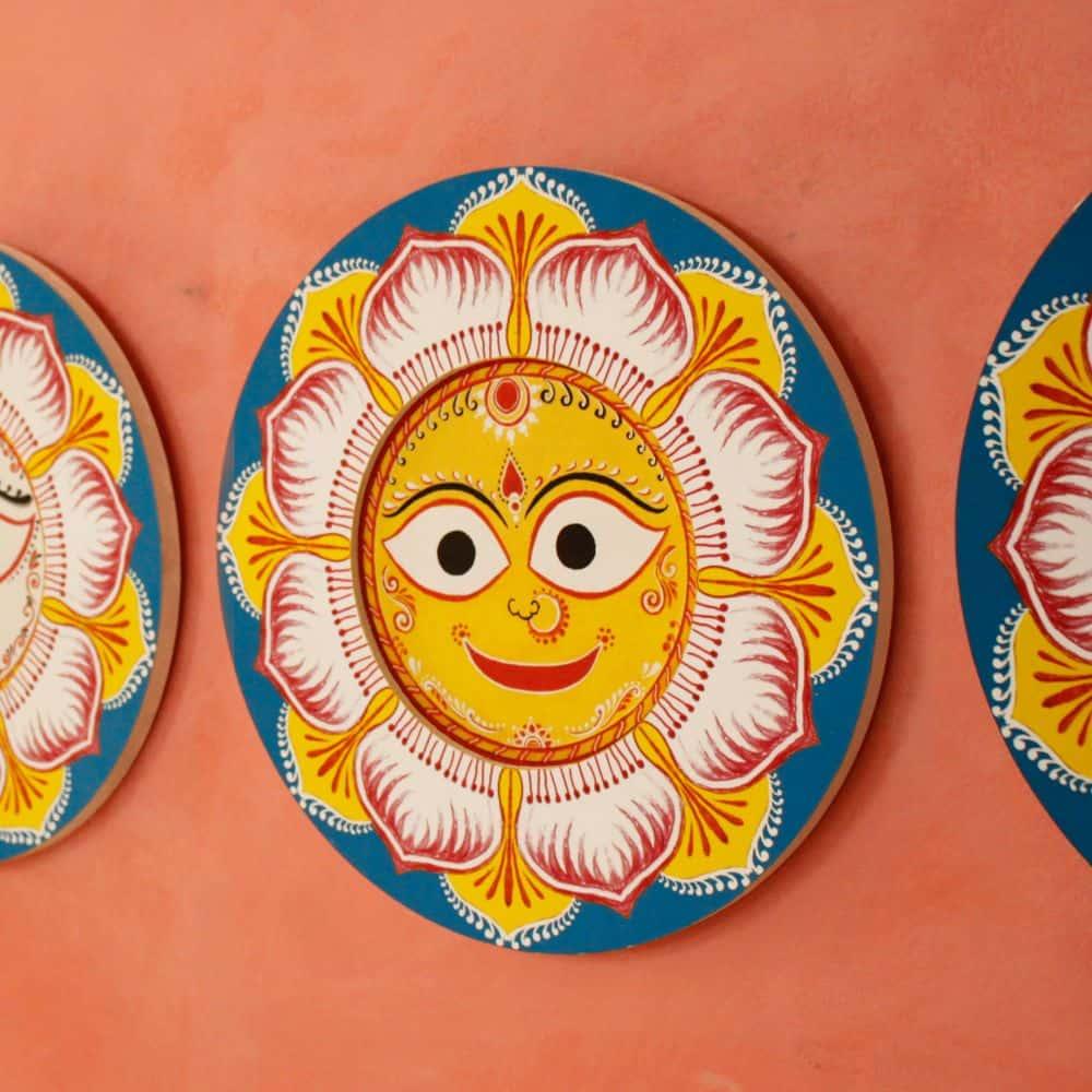 Handpainted Lord Jagannath Wall Art (Set of 3)