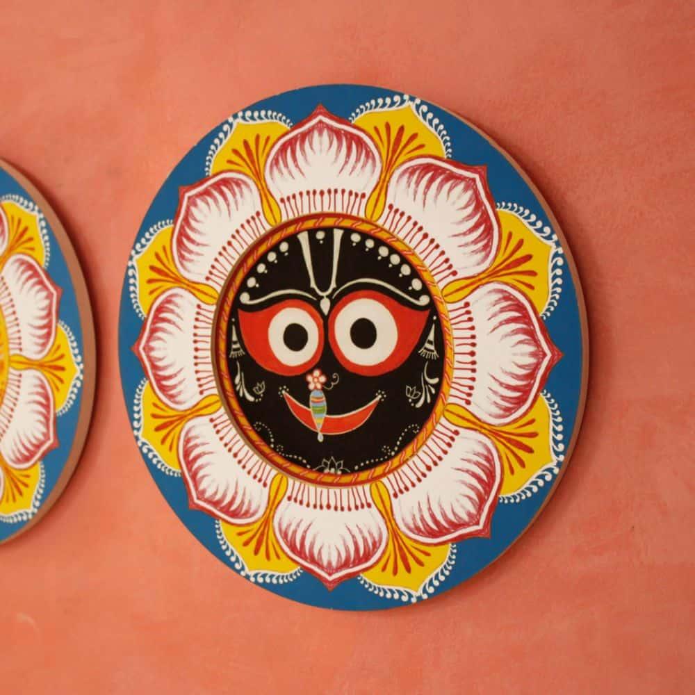 Handpainted Lord Jagannath Wall Art (Set of 3)