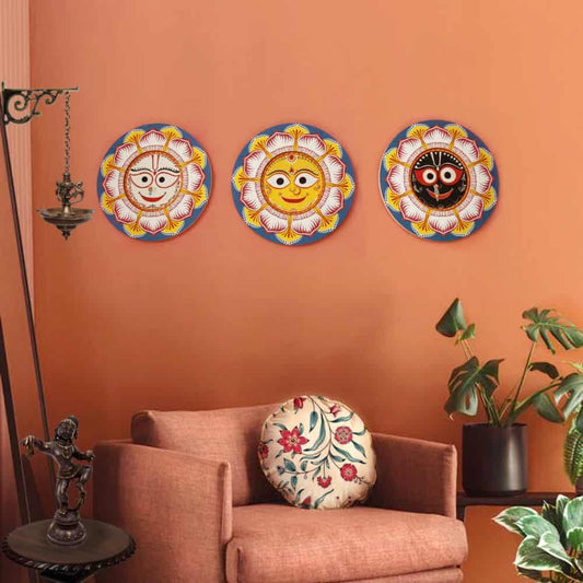 Handpainted Lord Jagannath Wall Art (Set of 3)