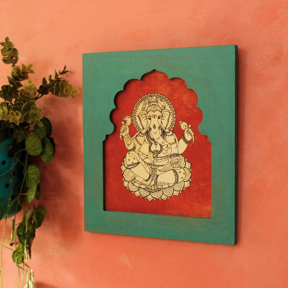 Handpainted Lakshmi-Ganesh Wall Art (Set of 2)