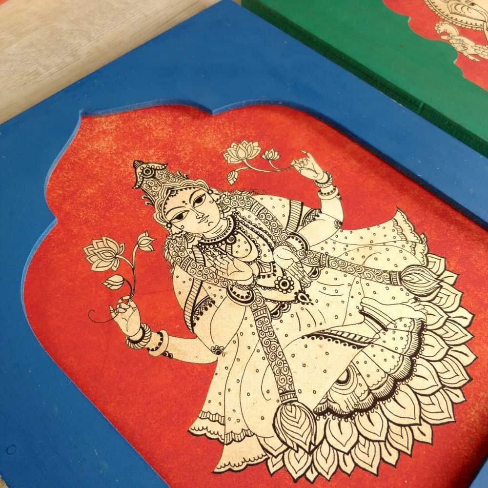 Handpainted Lakshmi-Ganesh Wall Art (Set of 2)
