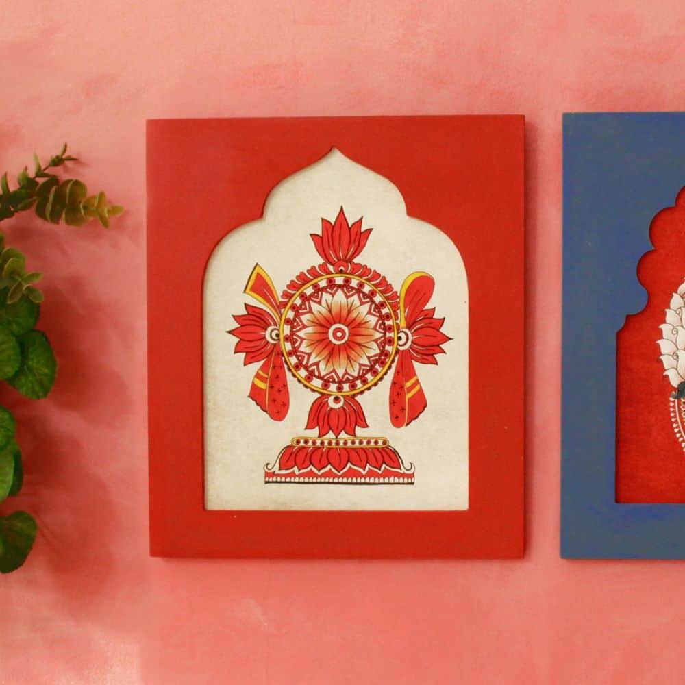 Handpainted Vishnu Shanku Chakra Wall Art (Set of 3)