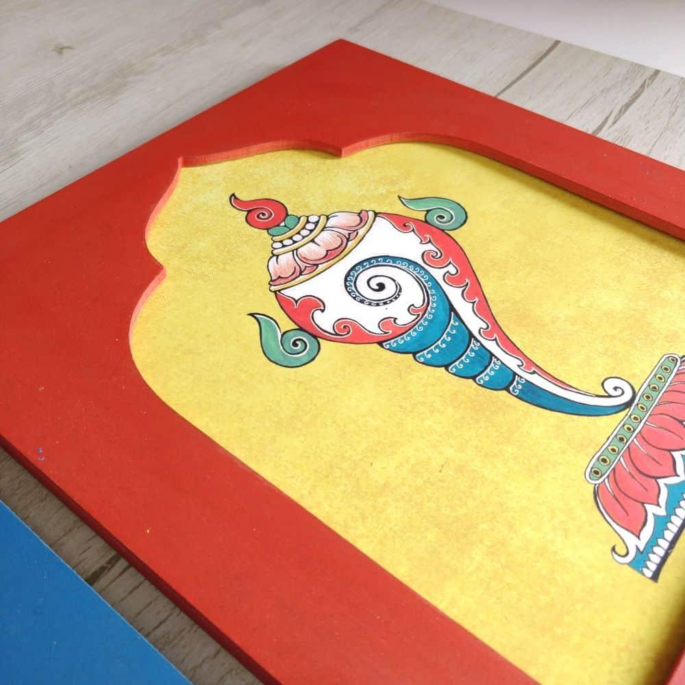 Handpainted Vishnu Shanku Chakra Wall Art (Set of 3)