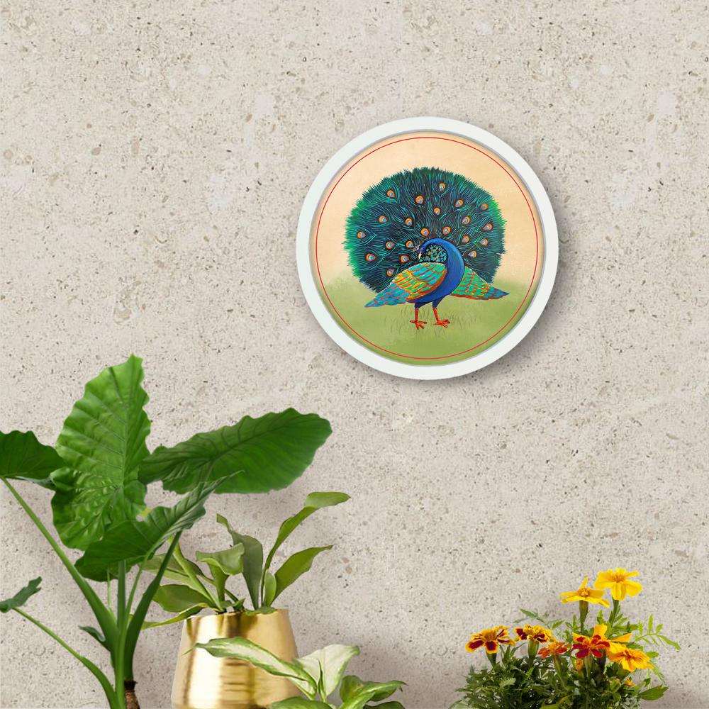 ⁠Peacock - Pichwai-style Framed Wall Art (Style 1)