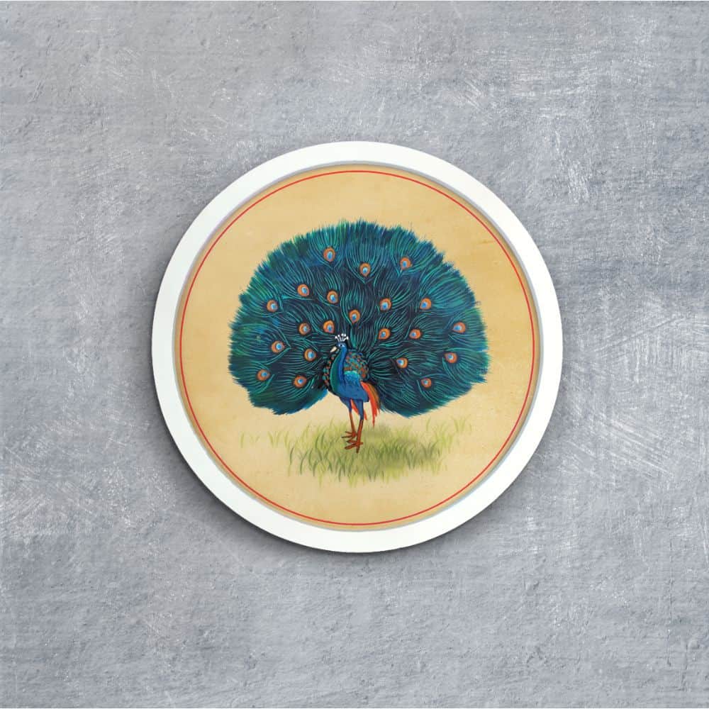 Peacock - Pichwai-style Framed Wall Art (Style 2)