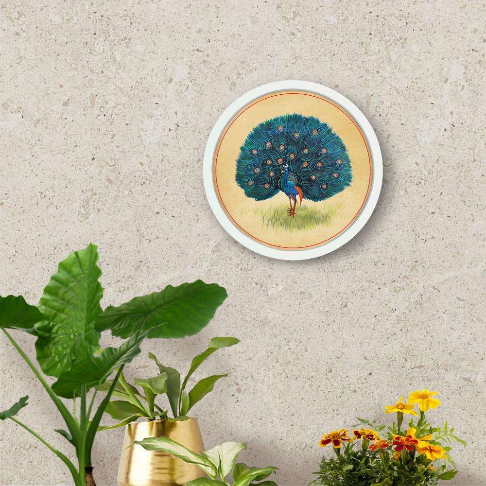 Peacock - Pichwai-style Framed Wall Art (Style 2)