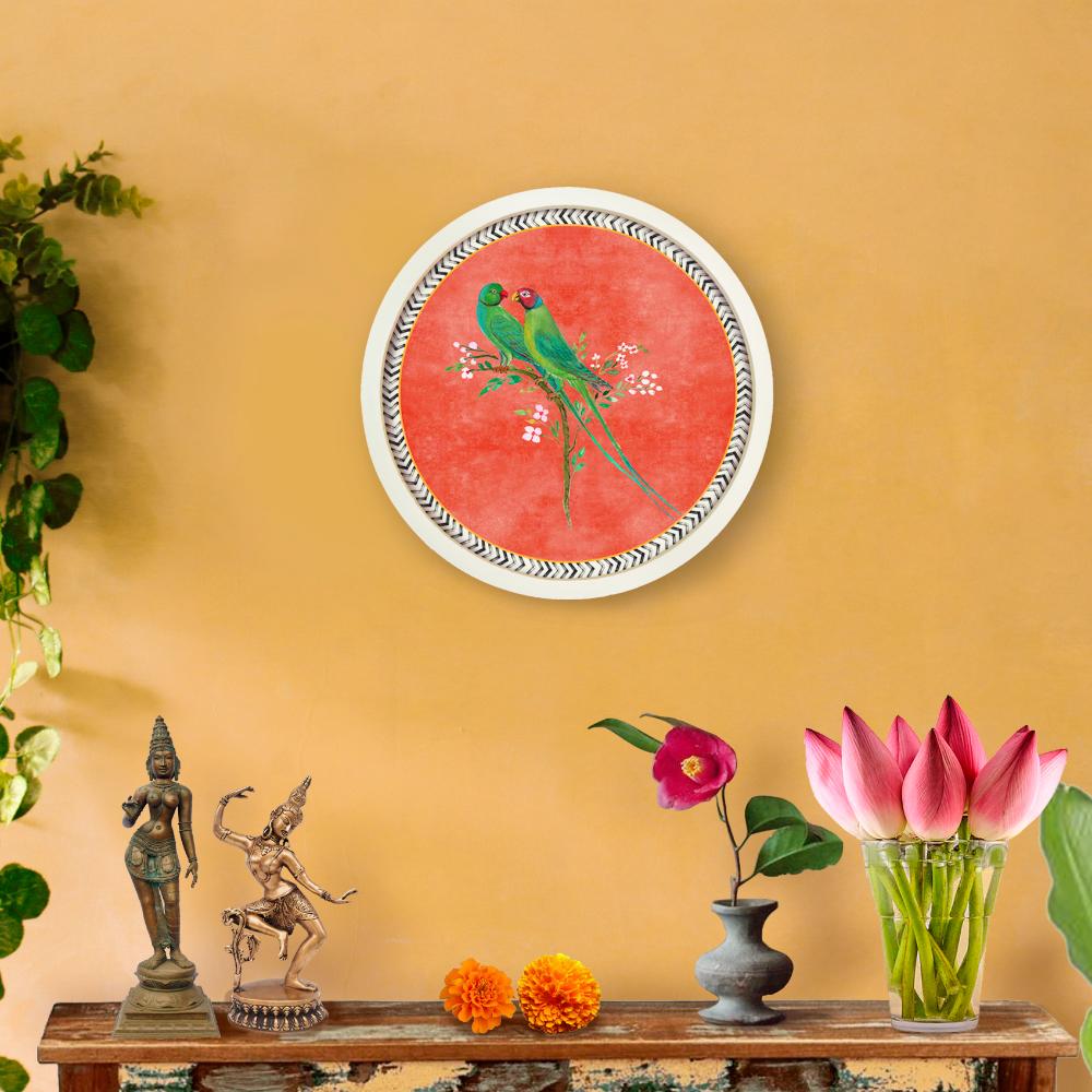 Parrot - Pichwai-style Framed Wall Art