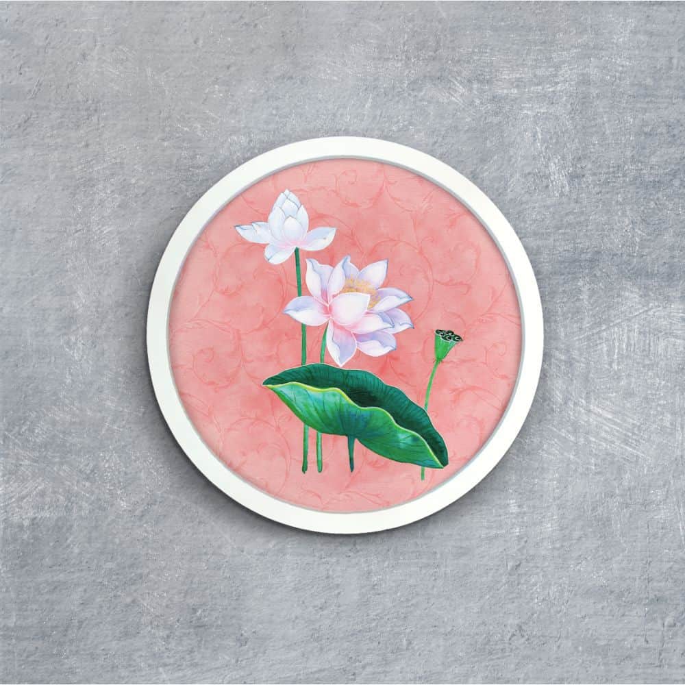 Lotus (Pink) - Pichwai-style Framed Wall Art
