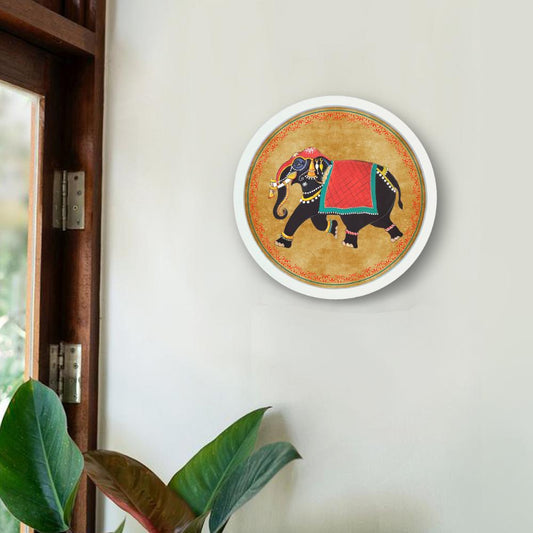 Elephant - Pichwai-style Framed Wall Art (Style 2)