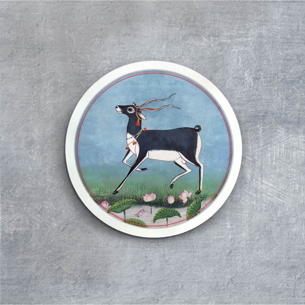 ⁠Blackbuck - Pichwai-style Framed Wall Art (Style 1)