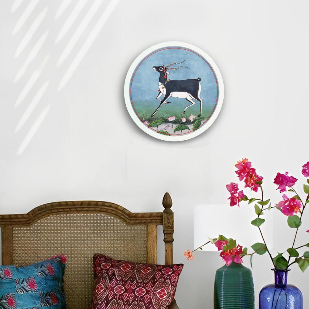⁠Blackbuck - Pichwai-style Framed Wall Art (Style 1)