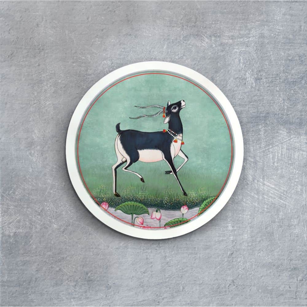 Blackbuck - Pichwai-style Framed Wall Art (Style 2)