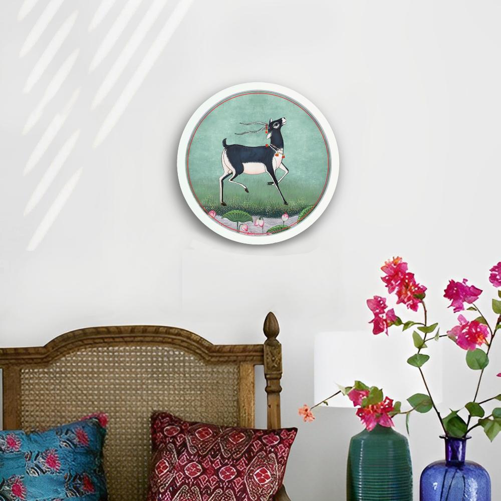 Blackbuck - Pichwai-style Framed Wall Art (Style 2)