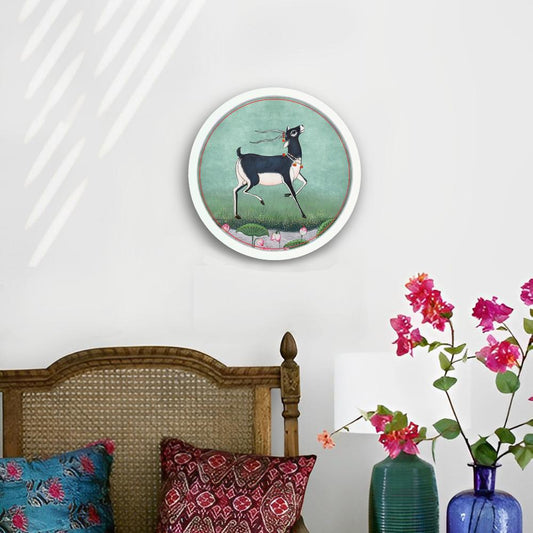 Blackbuck - Pichwai-style Framed Wall Art (Style 2)