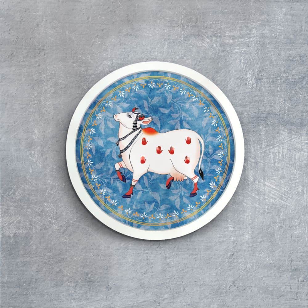 ⁠Cow - Pichwai-style Framed Wall Art (Style 2)
